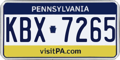 PA license plate KBX7265