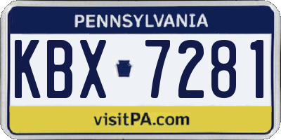 PA license plate KBX7281