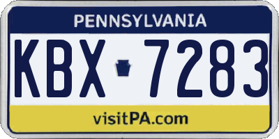 PA license plate KBX7283