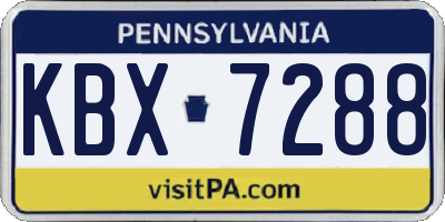 PA license plate KBX7288
