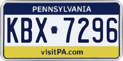 PA license plate KBX7296