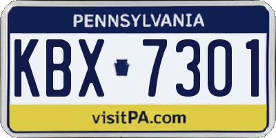 PA license plate KBX7301