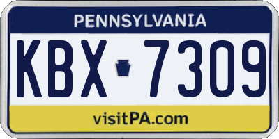 PA license plate KBX7309