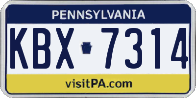 PA license plate KBX7314