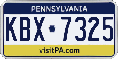 PA license plate KBX7325