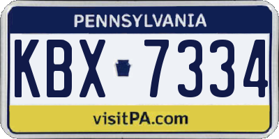 PA license plate KBX7334