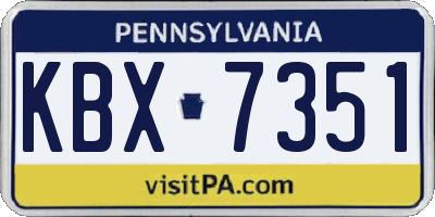 PA license plate KBX7351