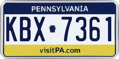 PA license plate KBX7361