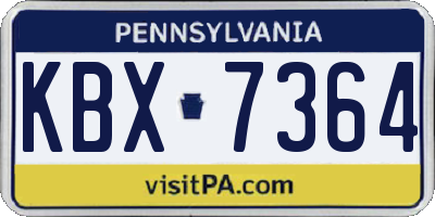 PA license plate KBX7364