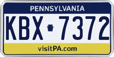 PA license plate KBX7372