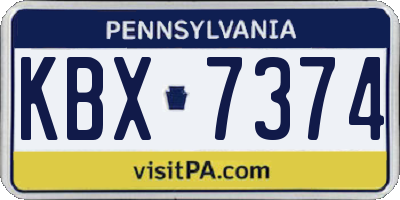 PA license plate KBX7374