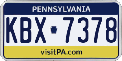 PA license plate KBX7378