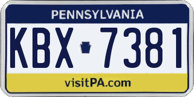 PA license plate KBX7381