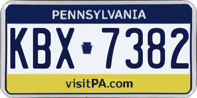 PA license plate KBX7382
