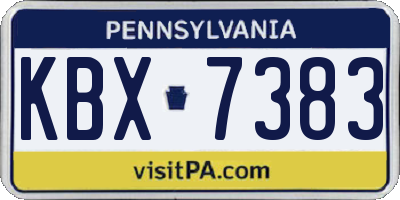 PA license plate KBX7383