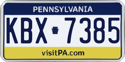 PA license plate KBX7385