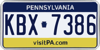 PA license plate KBX7386