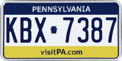 PA license plate KBX7387