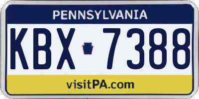 PA license plate KBX7388