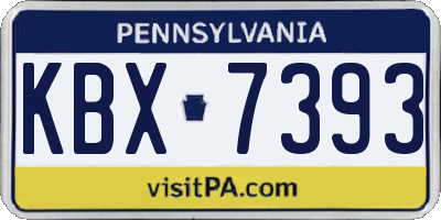 PA license plate KBX7393