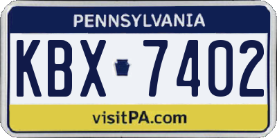 PA license plate KBX7402