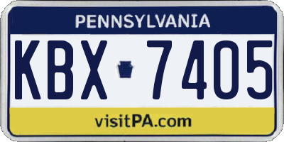 PA license plate KBX7405