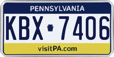 PA license plate KBX7406