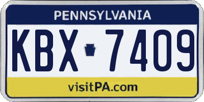 PA license plate KBX7409