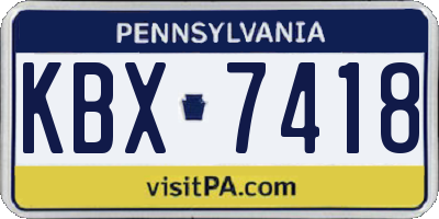 PA license plate KBX7418