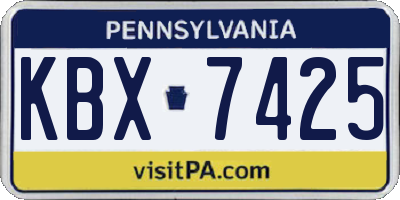 PA license plate KBX7425