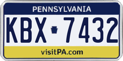 PA license plate KBX7432