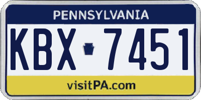 PA license plate KBX7451