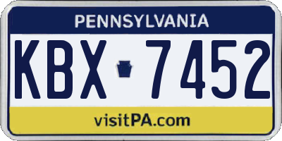 PA license plate KBX7452