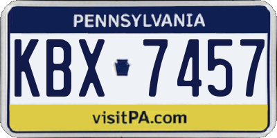 PA license plate KBX7457