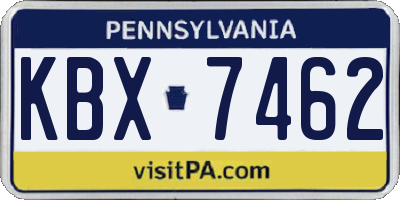 PA license plate KBX7462