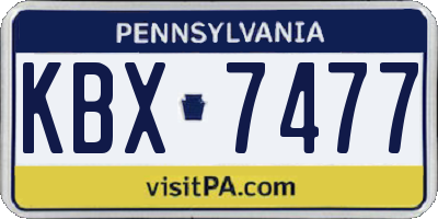 PA license plate KBX7477