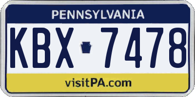PA license plate KBX7478