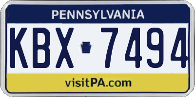 PA license plate KBX7494