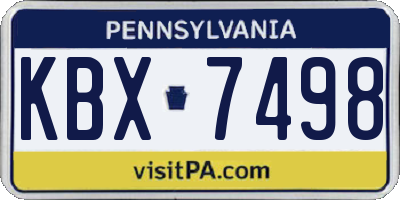 PA license plate KBX7498