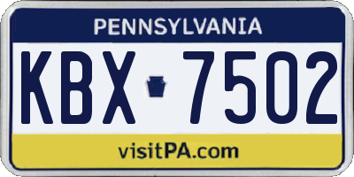 PA license plate KBX7502
