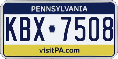 PA license plate KBX7508
