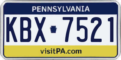 PA license plate KBX7521