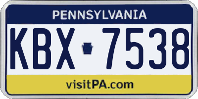 PA license plate KBX7538