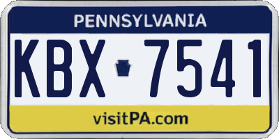 PA license plate KBX7541