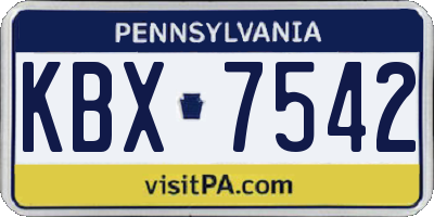 PA license plate KBX7542