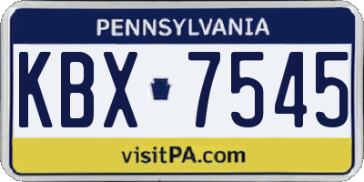 PA license plate KBX7545