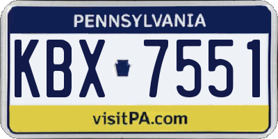 PA license plate KBX7551