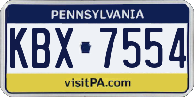 PA license plate KBX7554