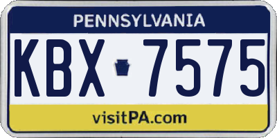 PA license plate KBX7575