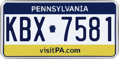 PA license plate KBX7581